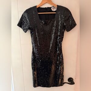 Elegant Black Sequin Mini Dress